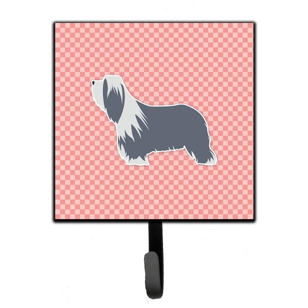 Carolines Treasures Bearded Collie Checkerboard Pink Leash or Key Holder BB3617SH4 - main
